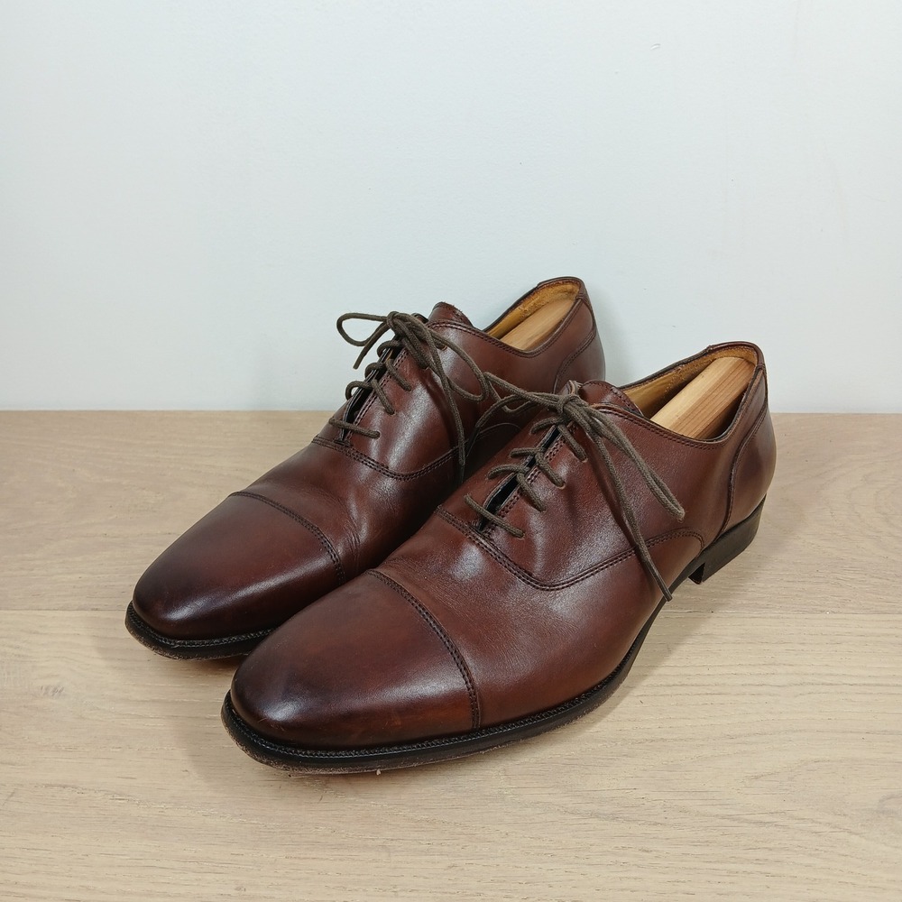Suitsupply Oxford Shoes Men 9.5 Brown Leather Cap Toe Lace Up Dress Classic